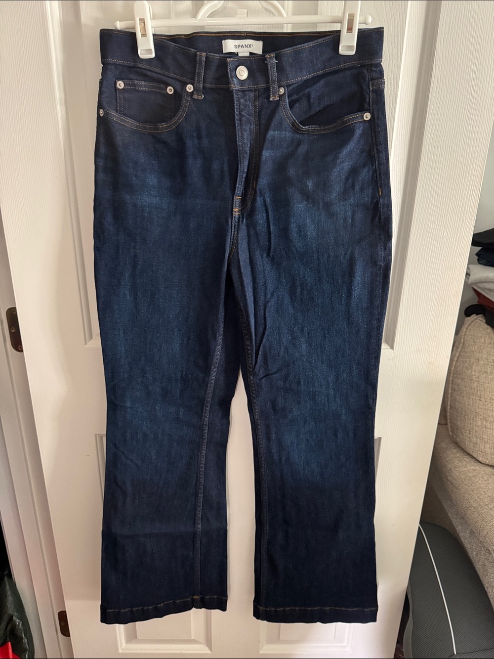 SPANX Women's Dark Indigo Wide-Leg Jeans